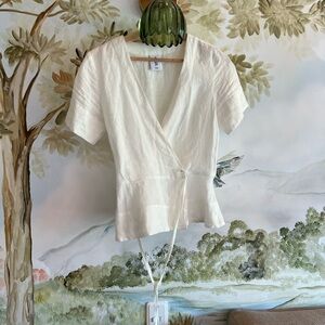 Son de flor wrap pemplum linen blouse